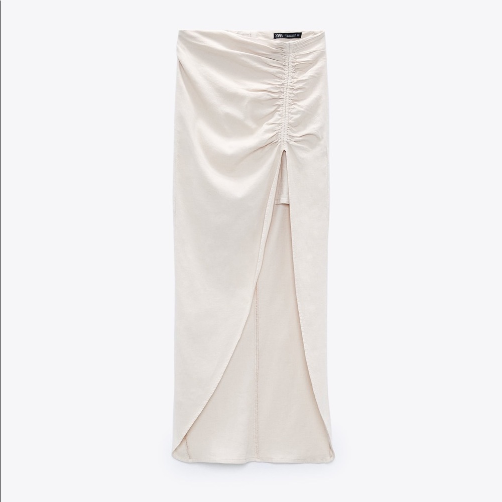 Zara Draped Linen Blend Skirt, XS